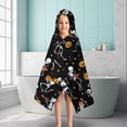 thumbnail image 6 of Black Halloween Dancing Skeletons Hooded Bath Towel，50"x30" for Ages 3 To 12 Kids, Quick Dry Lightweight Soft Microfiber Hood Beach Towel Cover Up for Kids, 6 of 7