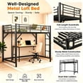 thumbnail image 5 of Aukfa Twin XL Metal Loft Bed with Dual Ladders, Space Saving Bed Frame for Kids, Teens & Dorm Bedroom, Black, 5 of 8