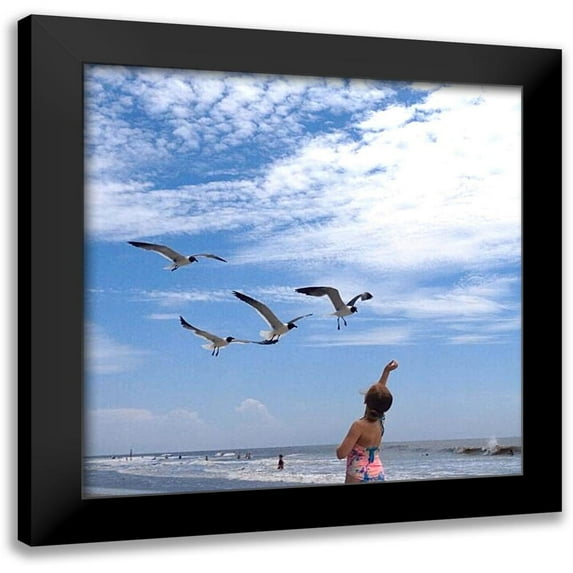Laughton, Peter 12x12 Black Modern Framed Museum Art Print Titled - Beach Seagulls