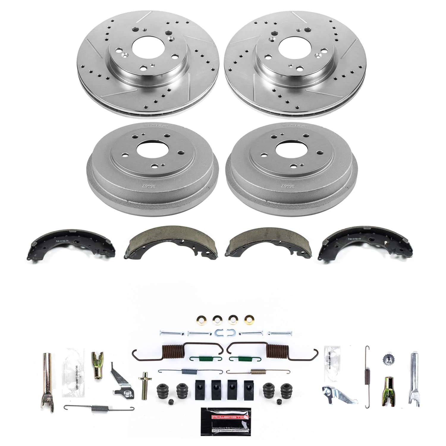 PowerStop Front and Rear Z26 Street Warrior Brake Pad Rotor Drum and Shoe Kit Fits: HONDA Select Models K15541DK-26