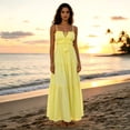 thumbnail image 6 of XIAOCHA Tiered Summer Dress for Women Spaghetti-Strap Fringed Ruffled Bohemian Vacation Maxi Dresses, 6 of 8