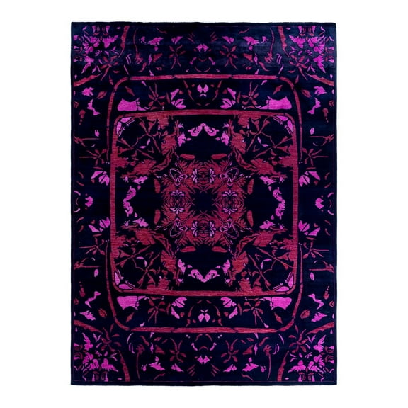 Contemporary Overdyed Wool Hand Knotted Black Area Rug 9' 10" x 13' 6"