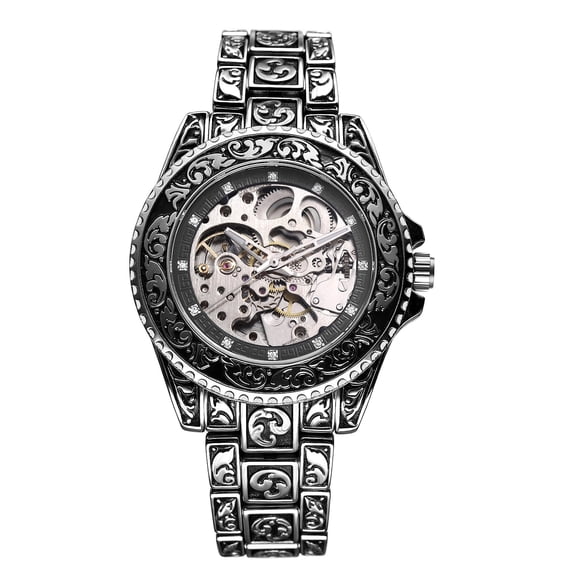 Avaner Automatic Mechanical Watches for Men: Vintage Wristwatch with Imitation Diamond Scale, 36-Hour Power Reserve, Luminous Pointer, Rotating Case for Leisure, Business, Gift