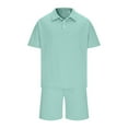 thumbnail image 4 of VBTAPA Men's Summer Casual Polo Shirt and Shorts Set Short Sleeve 2 Piece Outfits Fashion Athletic Tracksuit Sweatsuit with Pockets Mint Green S, 4 of 7