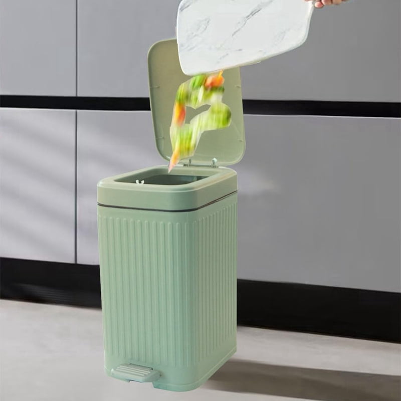 Small Trash Can with Lid with Foot Pedal and Push-on Lid Small Bathroom Trash Can Ultra-Thin Pedal Trash Can