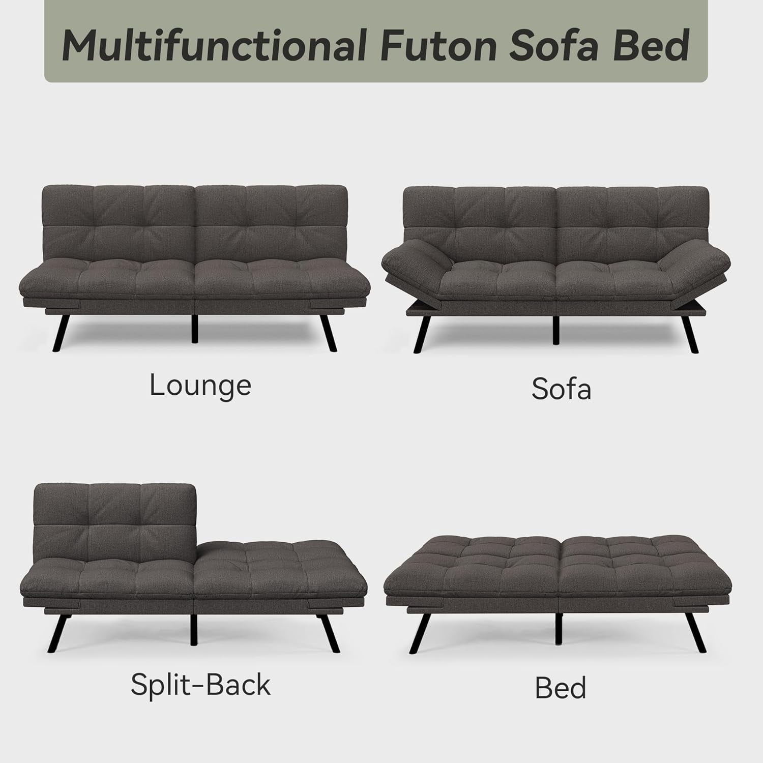 Convertible Futon Sofa Bed, 71" Comfy Loveseat Sleeper Sofa, Thicken Cushion, Comfy Velvet Twin Size Futon Couch Bed for Small Space Bedroom Dorm Office