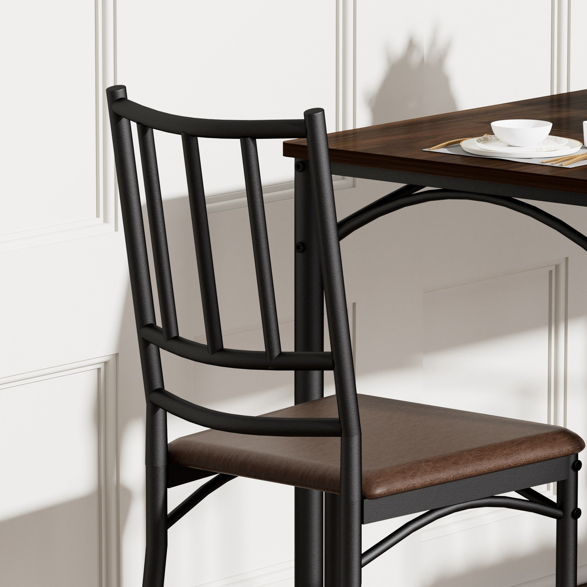 Sailvan Dining Table Set, 43.3″L x23.6″W x30.1″H, Bar Table with 4 Benches