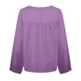 thumbnail image 5 of Women Soft Cute Young Round Collar Button Tape Solid Color Long Sleeve Polyester Top(Purple,S), 5 of 5