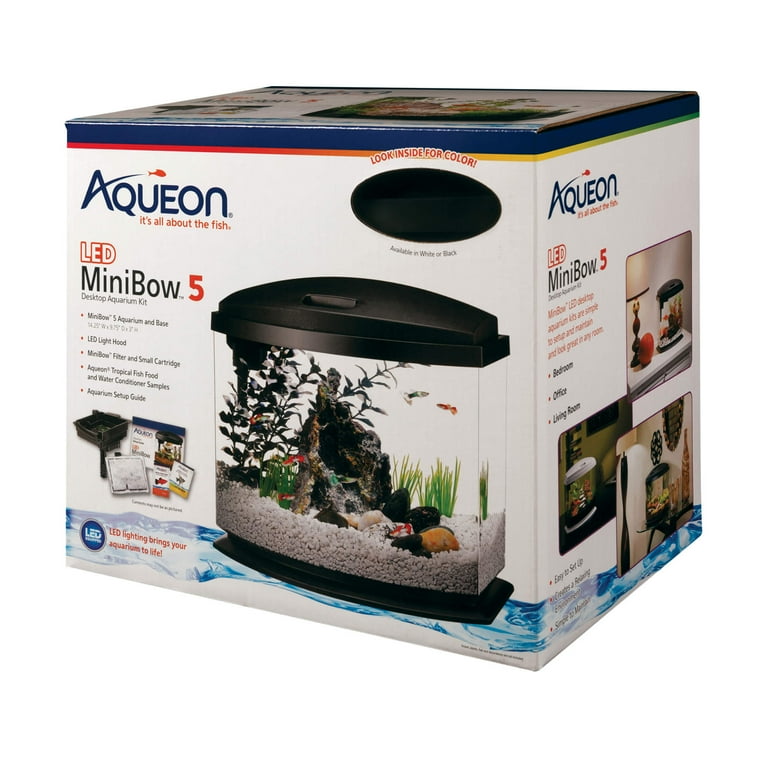 Aqueon MiniBow Aquarium LED Starter Kit, Gallon, Black