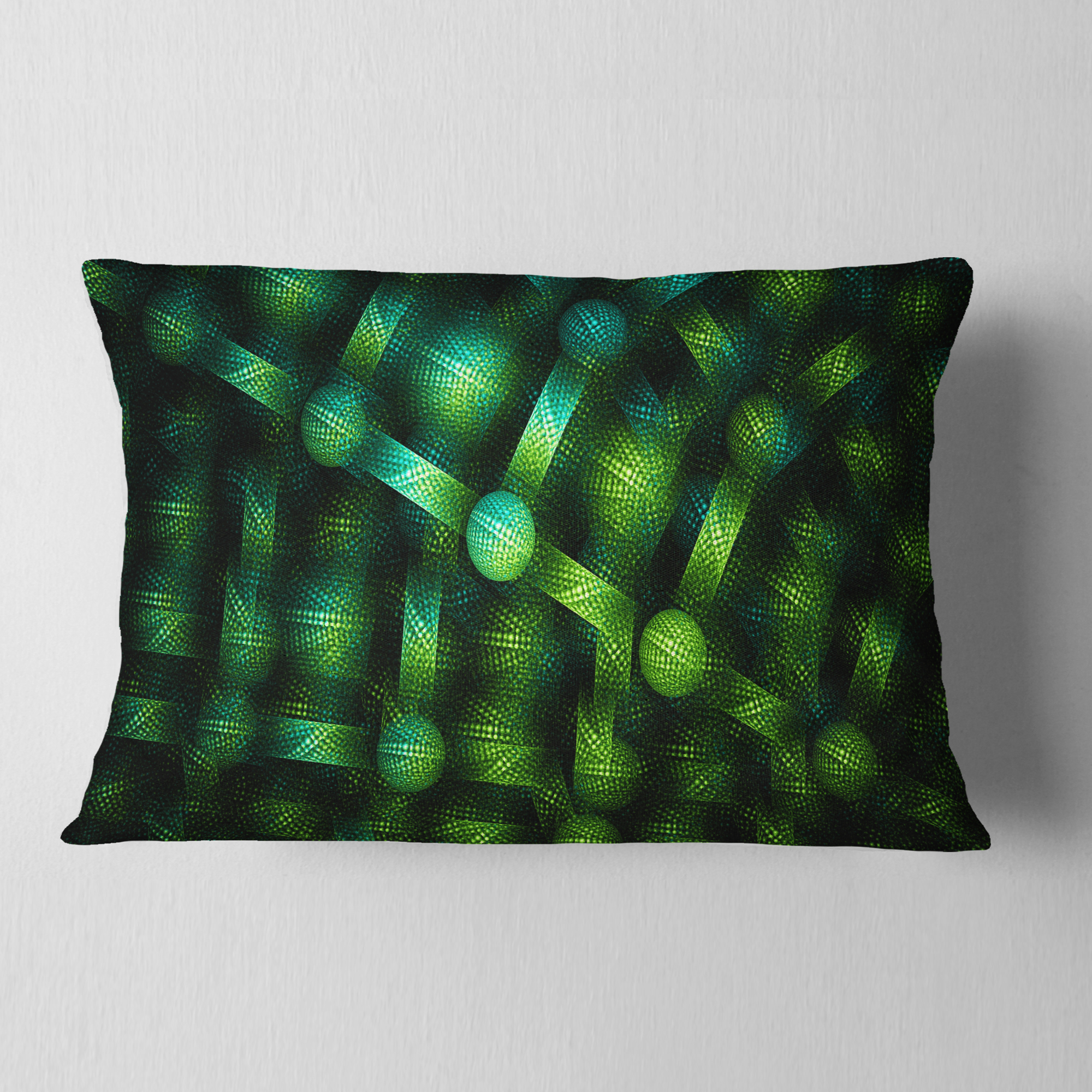 Designart Crystal Cell Green Steel Texture - Abstract Throw Pillow - 12x20
