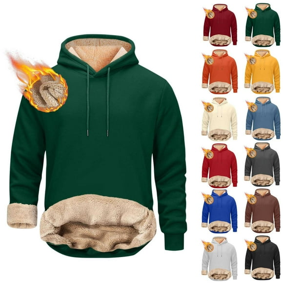 Fanxing Christmas Clearance 2025 Sweatshirts for Men Clearance Fleece Hoodies Mens 2025 Fleece Heavyweight Hoodie Winter Warm Pullover Thick Sweatshirts Brown,XXL