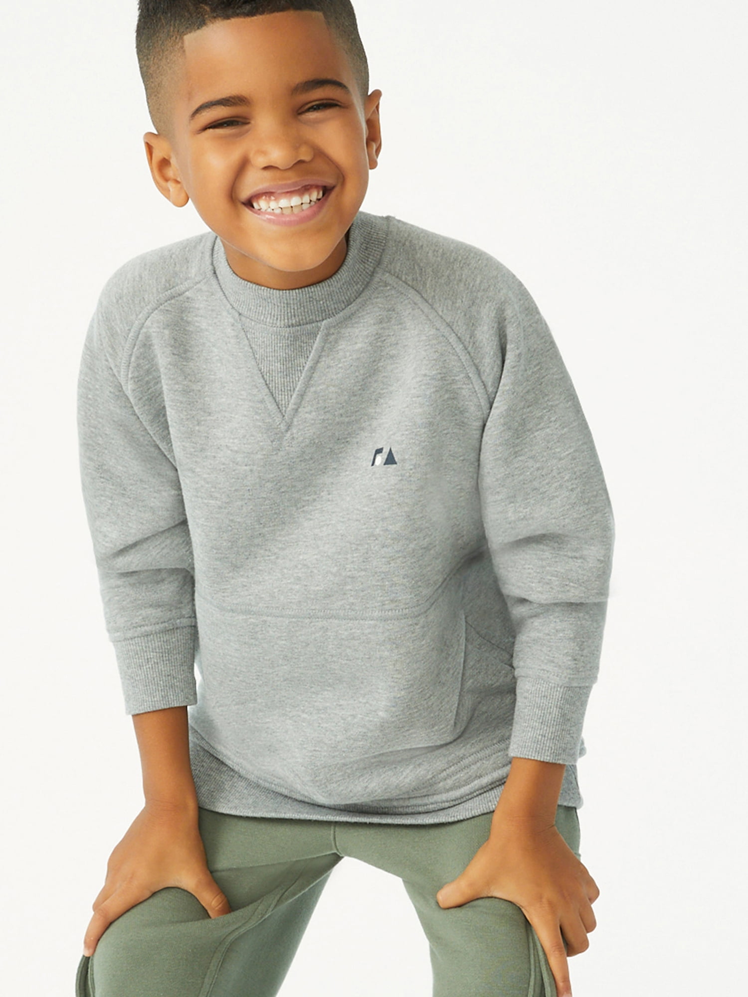 Free Assembly Boys Crew Neck Sweater with Pocket, Sizes 418