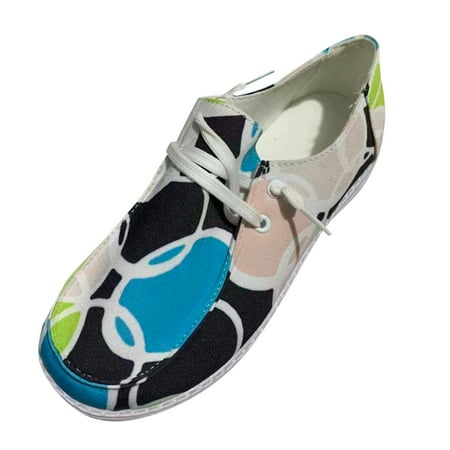 OJSFQUFP Womens Shoes Women Fashion Casual Printed Sneakers Canvas Fashion Casual Shoes Women Casual Shoes Women Ballet Flats Sky Blue 42