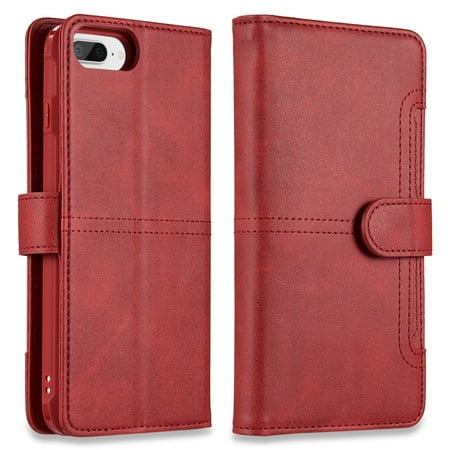 Detachable Id Window - Dream Wireless LPFIP8L-NAPA-RD Luxmo The Napa Collection Leather Detachable Wallet Case for iPhone 8, 7 & 6 Plus - Red