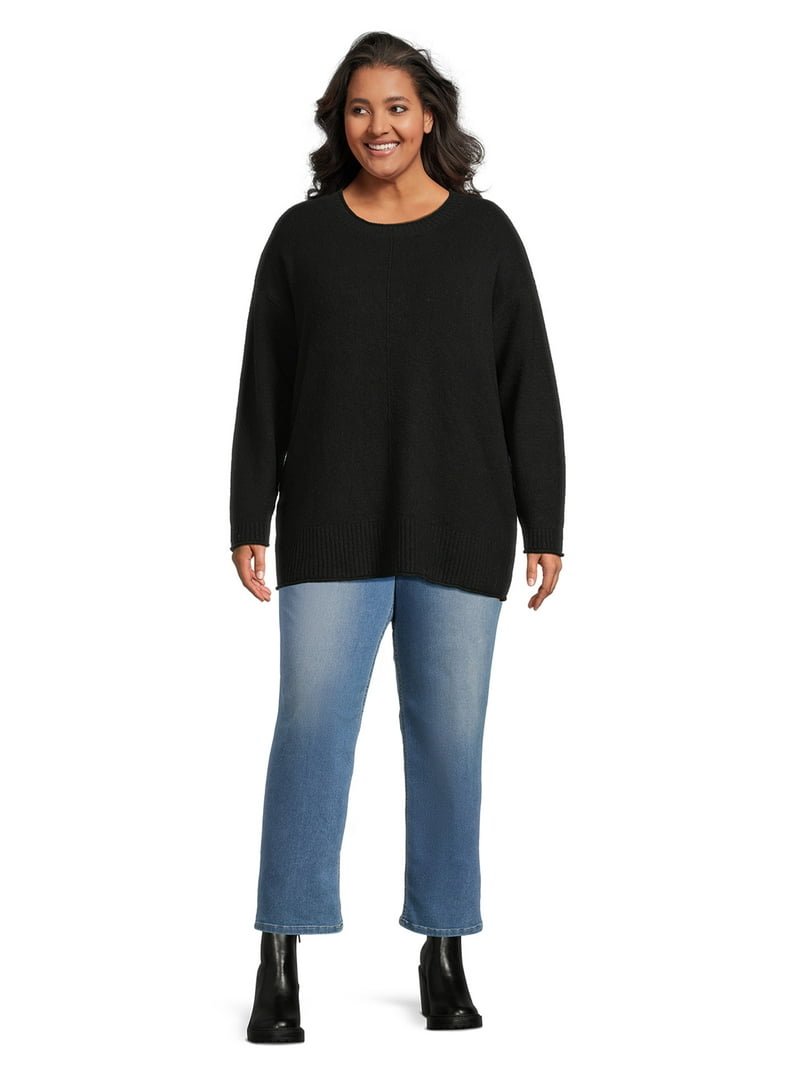 Terra & Sky Women's Plus Size Pullover Sweater with Center