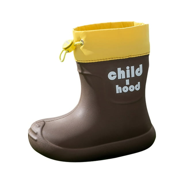 NOKIO Kids Rain Boots with 𝖣rawstring Cuff - Lightweight EVA Water-proof Puddle Boots Non-Sli𝗉 Sole Easy On/Off for Outdoor Play