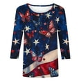 thumbnail image 4 of Axiiglly Summer Tops for Women Independence Day 3/4 Length Sleeve Shirts 4th of July Summer Shirts Flag Print Casual Shirts Patriotic Plus Size Tops, 4 of 4