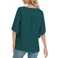 thumbnail image 6 of Idoravan Long Sleeve Shirts for Women Clearance Fashion Women's Summer V-neck Solid Three Quarter Sleeve Casual Top Blouse, 6 of 6