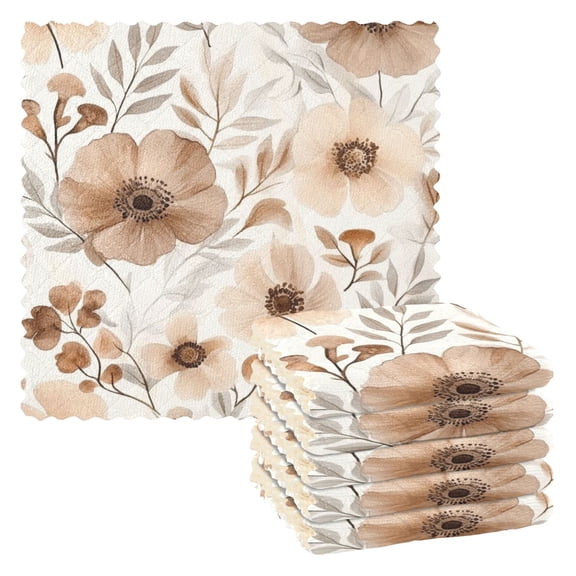 6 Pieces of Kitchen Towels 11x11Inch Kitchen Dish Cloths Kitchen Dish Towels Reuseable Cleaning Cloths Beautiful Gray Flowers
