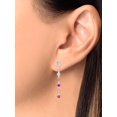 thumbnail image 3 of 925 Sterling Silver Purple, Red, Pink, Clear CZ Dangle Drop Women's Earrings, 3 of 3