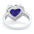thumbnail image 3 of Art Deco Fashion Ring Heart Round Blue Sapphire CZ 925 Sterling Silver Size 10, 3 of 6