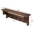 thumbnail image 3 of Rustic Wall Mounted Coat Rack, 26 Inch Pinewood Entryway Floating Coat Hanger with 5 Dual Hooks and Storage Shelf for Living Room Bathroom, Brown, 3 of 6