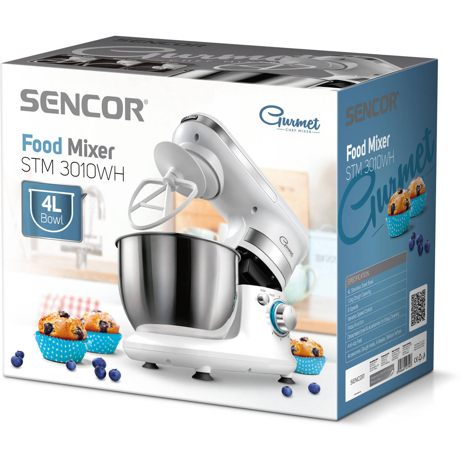 Sencor STM 3010WH 4.2 Quart 6 Speed Food Mixer with Stainless Steel Bowl, White - image 3 of 3