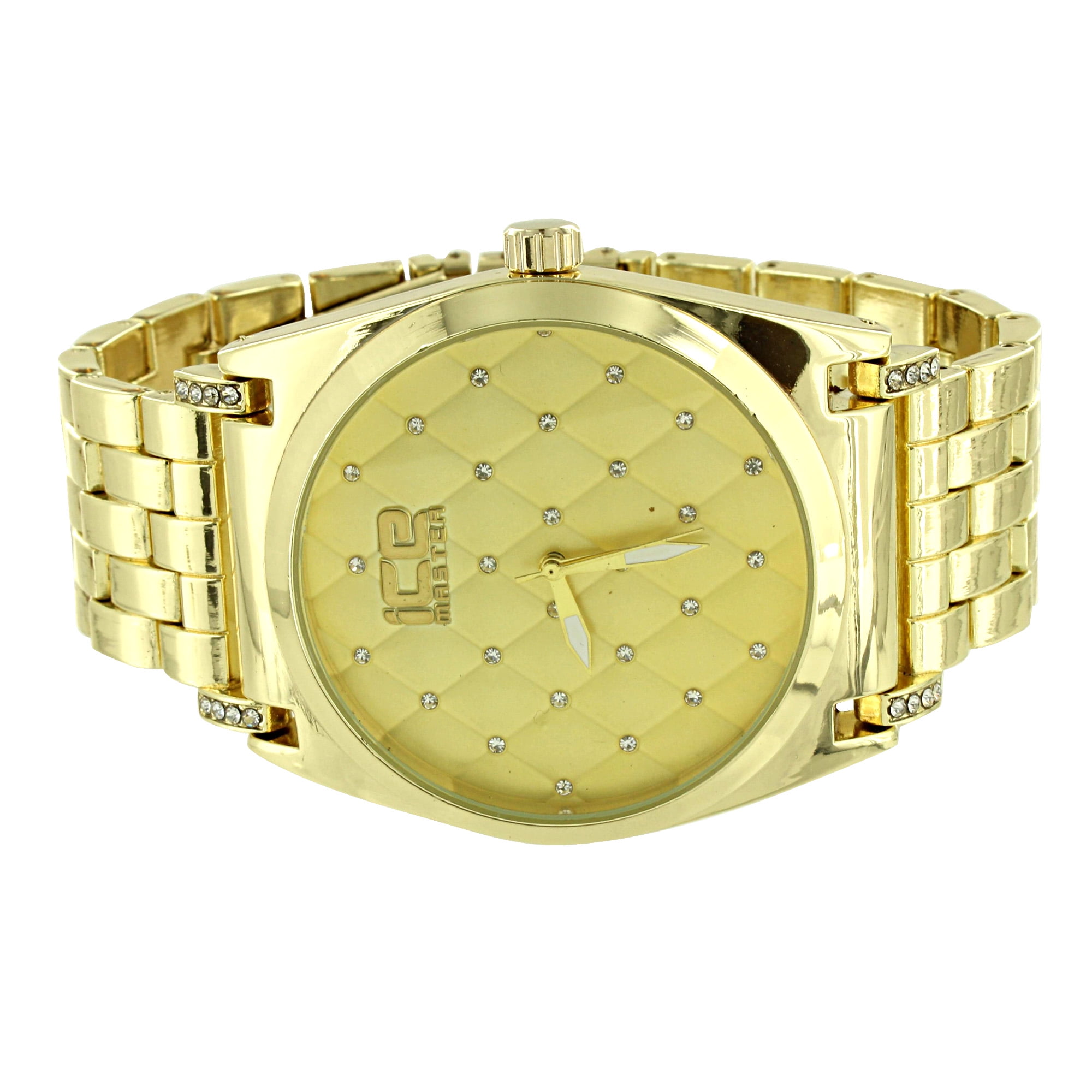 Ice Master Gold Tone Watch Stainless Steel Back Gold Dial Mens Party Wear Water Resist