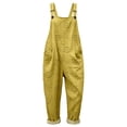thumbnail image 3 of Women Floral Printed Adjustable Strap Denim Bib Overall Wide Leg Jeans Casual Baggy Overalls Jumpsuit Lightweight Pocket Baggy Dungarees(Yellow,S), 3 of 3