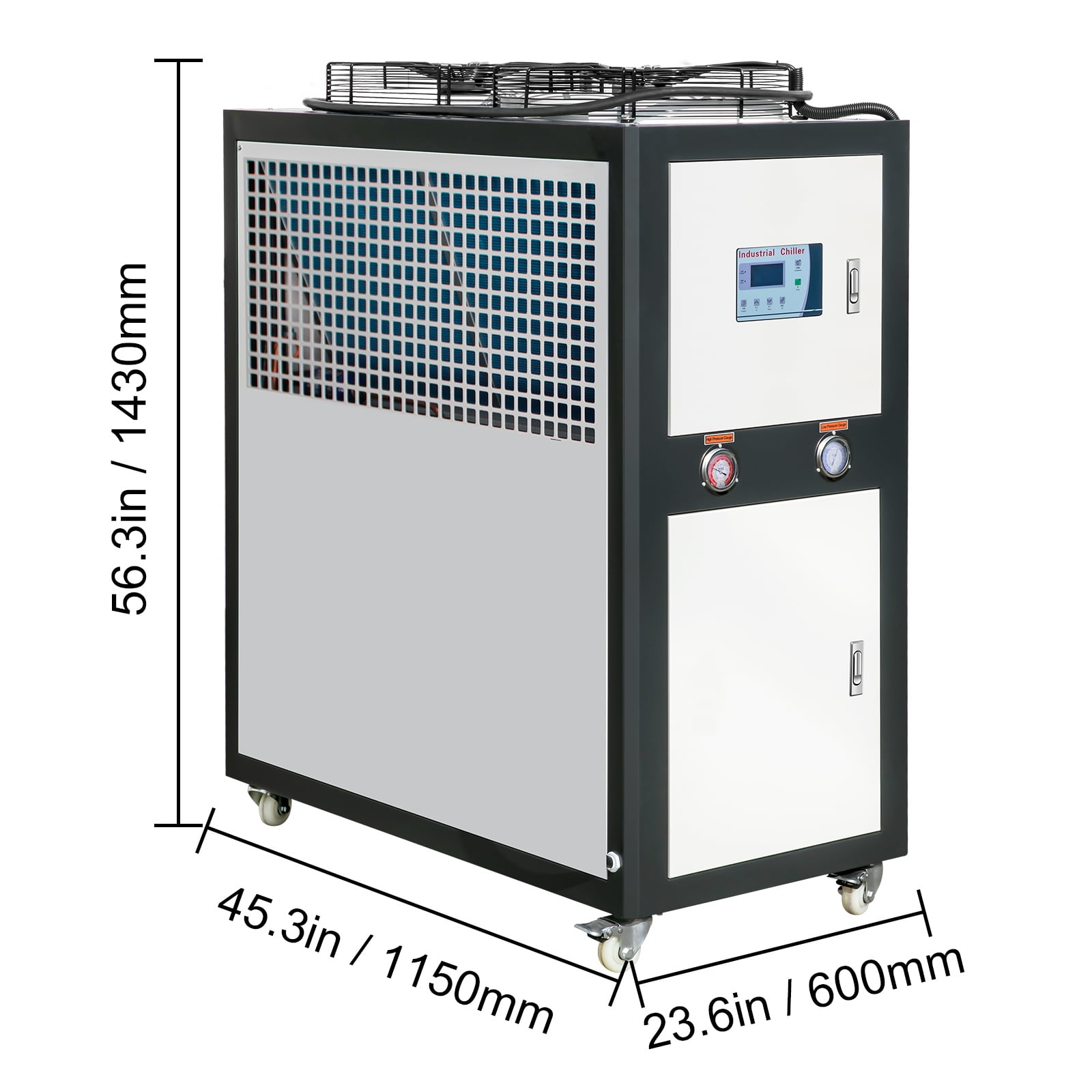 KFFKFF Commercial Water Cooler, 9.4HP 16 Gal Air-Circulated Commercial Water Cooler, 15,100 Kcal/h Chilling Power with Ribbed Condenser Micro-Computer Management 60L Water Reservoir