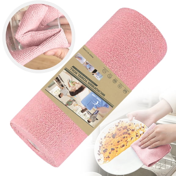 Microfiber Cleaning Cloth Roll, 20 Sheets Tear-Away towels for Kitchen, 9.8"x9.8" Reusable Rags for Car Drying and Dishes