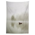 thumbnail image 3 of Ambesonne Grey Tablecloth Rectangular Table Cover, Boat on Lake Nature, 60"x84", Eggshell Brown Orange, 3 of 4