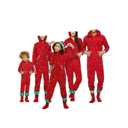Liangchengmei Family Christmas Pajamas Xmas Gift Onesie Zipper Jumpsuit Holiday Sleepwear