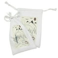 thumbnail image 2 of Fishing Theme Fabric Pouch Set of 2, Man Try to Catch Monster Fish in River with Mountains Sun and Trees, Drawstring Bag for Toiletries Masks and Favors, 9" x 6", Ivory and Multicolor, by Ambesonne, 2 of 2