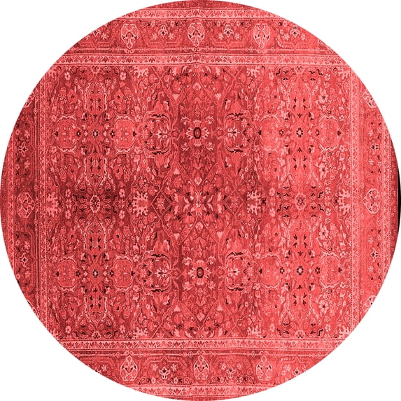 Ahgly Company Indoor Round Oriental Red Industrial Area Rugs, 7' Round