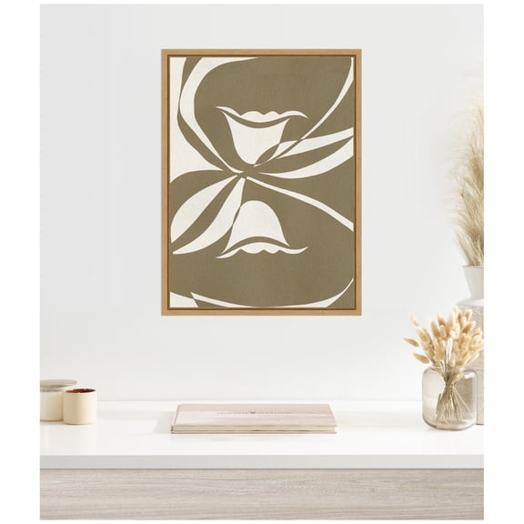 Kate and Laurel Boundby Beauty 2 Framed Canvas Wall Art by Shatha Al Dafai 18 x 24 Sylvie Natural, Modern, Abstract, Nature Art for Wall Decor, Living Room, Bedroom