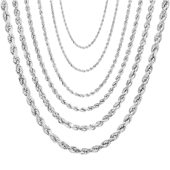 Necklaces for Men Women Real Solid 925 Sterling Silver Chain Diamond Cut Rope