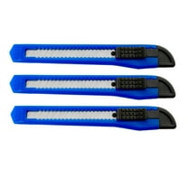 3 Blue Utility Knife Box Cutters Heavy Duty Industrial Strength