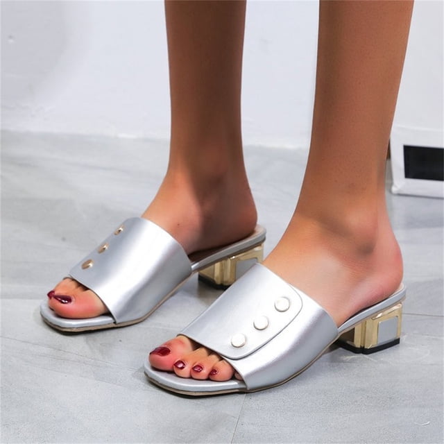 Zapatos de mujer de tacón medio, sandalias de mujer de tacón grueso a la moda y versátiles, ropa exterior, sandalias y zapatillas de boca de pez Wmkox8yii hj789