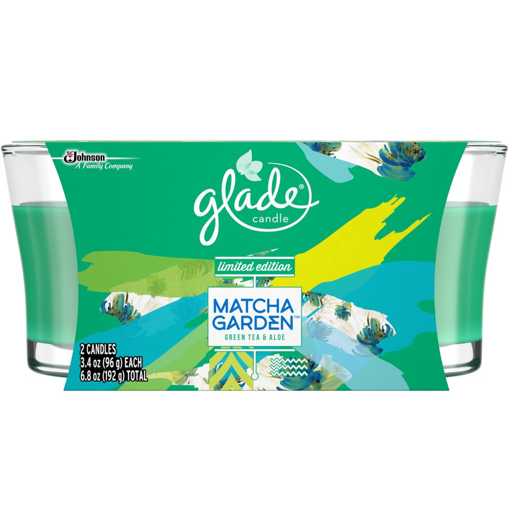 Glade Candle, Green Tea & Aloe, 3.4 oz. (Pack of 2)