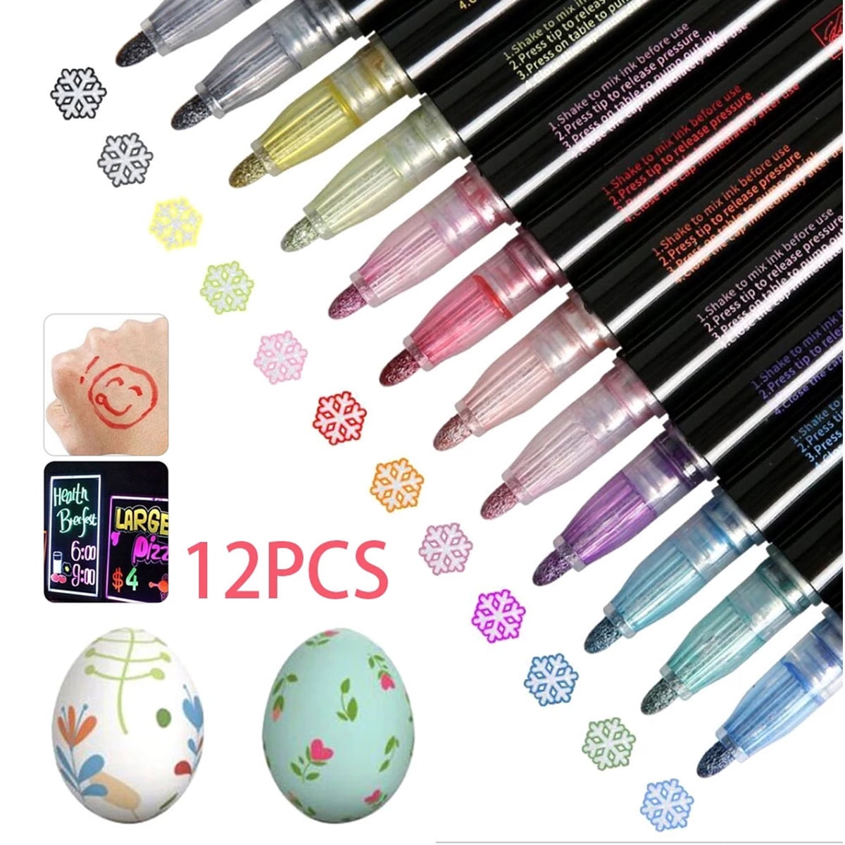  TaKicola Super Squiggles Outline Markers Set, Double Line  Shimmer Markers, Self-Outline Metallic Markers Glitter Writing Drawing  Doodle Marker (24 Color Pens) : Arts, Crafts & Sewing