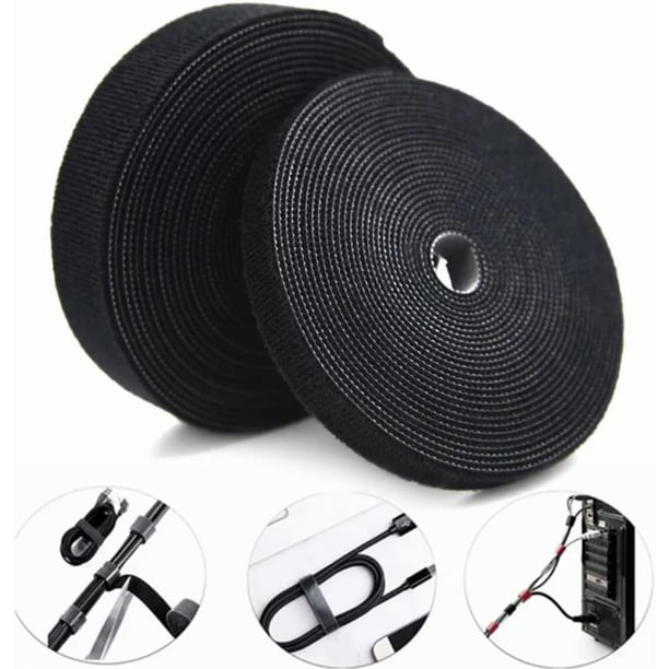 2 Rollos de Cinta de Sujeción, Bridas para Cables, Cinta de Nailon de Sujeción Reutilizable, Sujetacables Cinta de gestión de cables de doble cara