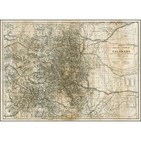 LAMINATED POSTER Nell's New Topographical & Township Map of the State of Colorado Compiled from U.S. Government Surveys & other authentic Sources . . . POSTER PRINT 24 x (Best Cs Source Maps)