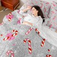 thumbnail image 4 of Homewish Bow Candy Cane 7 Pieces Bedding Comforter Set for Boys Girls,Bling Grey Glitter Full Bedding Set Lightweight,Merry Christmas Xmas Fitted Sheet Flat Sheet,Super Cozy Room Decor,Reversible, 4 of 8