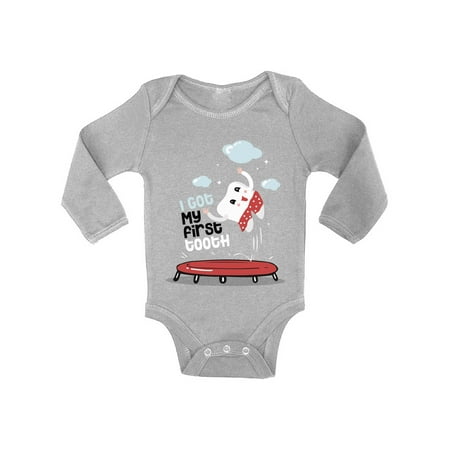 

Awkward Styles I Got My First Tooth Bodysuit Long Sleeve for Newborn Baby Cute Baby Shower Gifts Baby Boy Baby Girl First Tooth One Piece Top First Tooth Party Kids Tooth Clothing