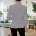 thumbnail image 4 of WTOBBY Women's Modern V-Neck Long Sleeve Button-Up Cardigan Coat, Solid Color Casual Jacket with Knit Detail, Perfect for Work or Casual Outings, Breathable and Soft Fabric,Light Gray XL, 4 of 5