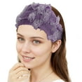 thumbnail image 4 of Unique Bargains 1 Pc Headband Floral Lace Wide Design Hairband for Women Purple, 4 of 5