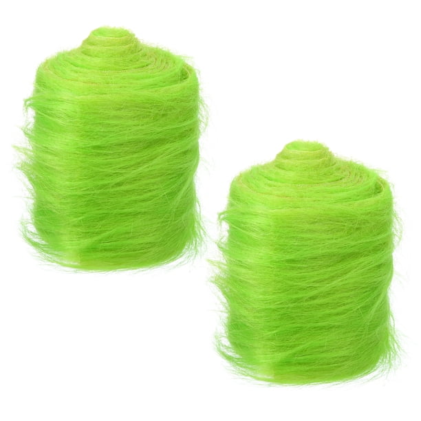 Tiras de tela de peluche de imitación Uxcell, precortadas, 59" x 4", cinta de pelaje esponjoso, paquete de 2 en verde