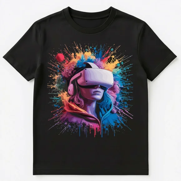 Colorful Paint Splash Vr Gaming Headset Virtual Reality Top Unisex T-Shirt A00568, up to size 5XL