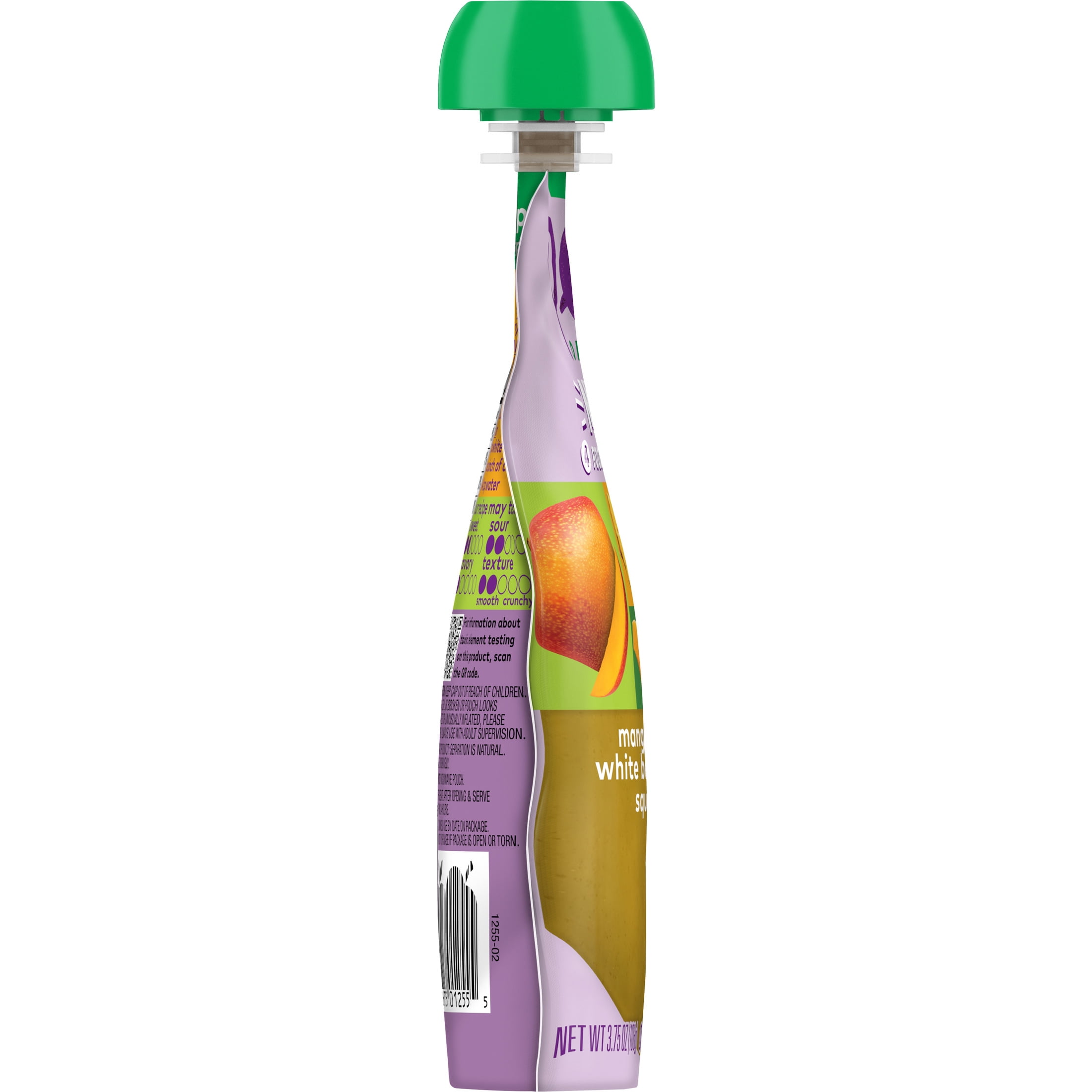 (12 pack) Plum Organics® Mighty 4 Food Group Blend Mango, Pineapple, White Bean, Butternut Squash + Oat 3.75oz Pouch